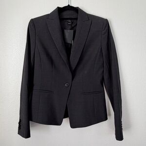 NWT Ann Taylor Tropical Wool Jacket Charcoal Gray 1 Button Blazer Size 2 $228